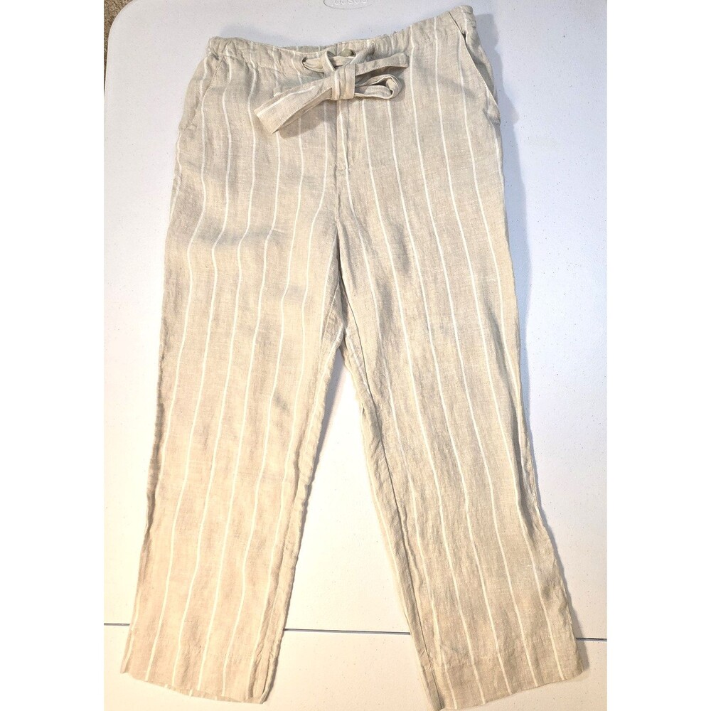 Sanctuary Clothing Straight Leg Pants 100% Linen Size 28 Beige Mid Rise Boho